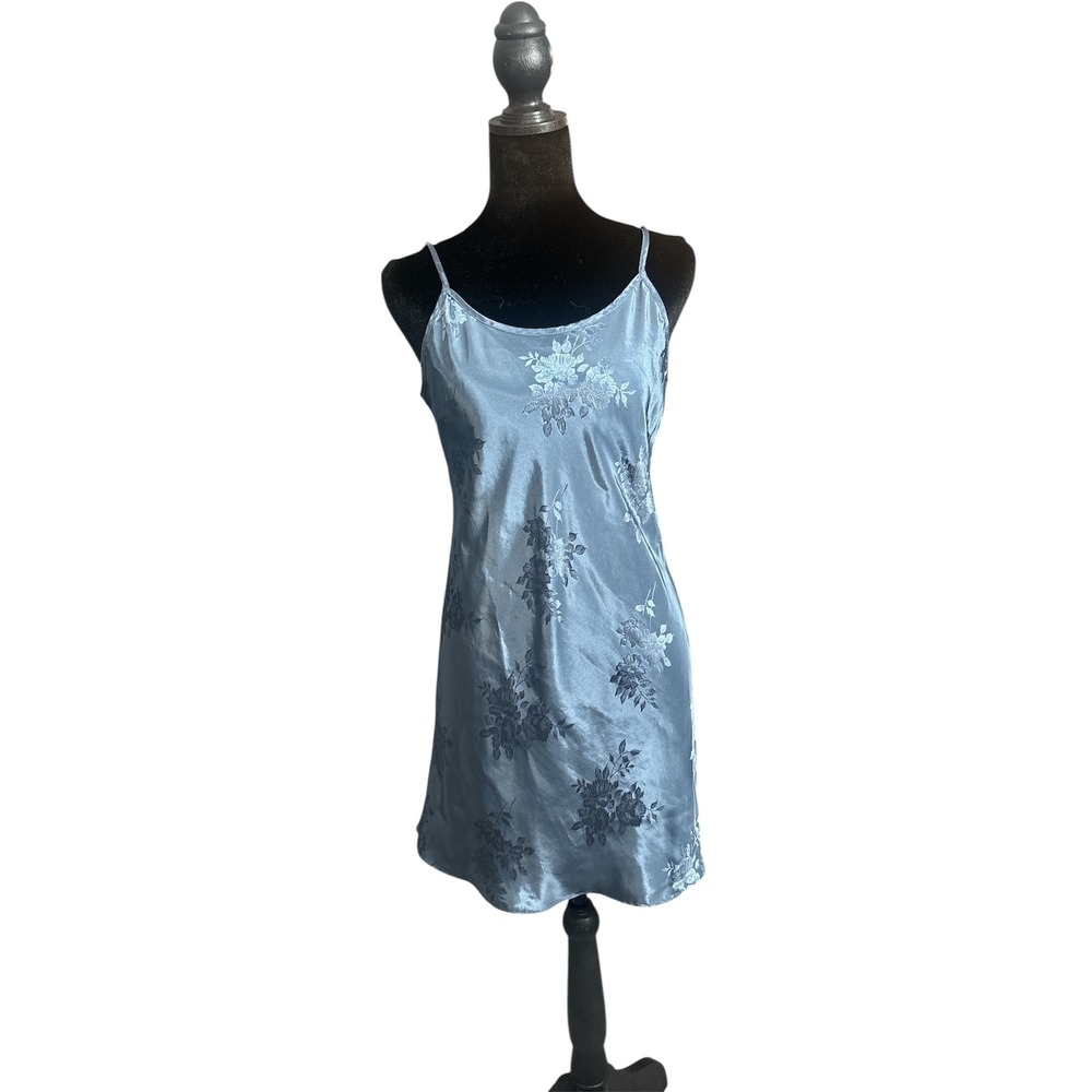 VTG Valerie Stevens Blue Floral Satin Slip
Dress - Picture 2 of 7